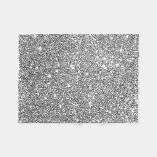 Silver Glitter Sparkles Fleece Deken (Voorkant (Horizontaal))
