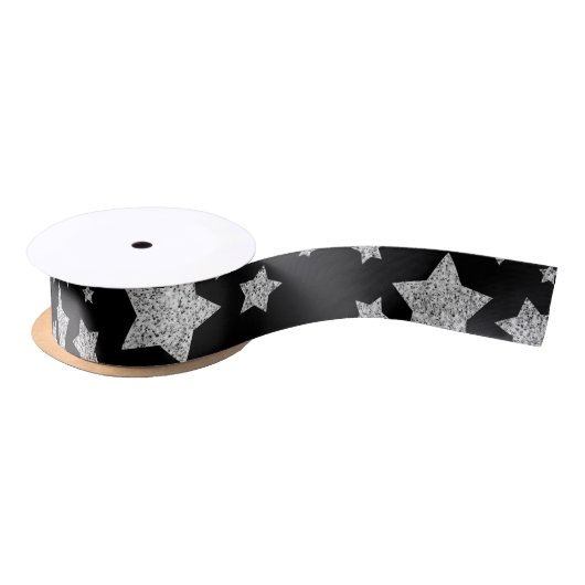 Silver glitter sparkles Stars patroon zwart Lint (Spoel)