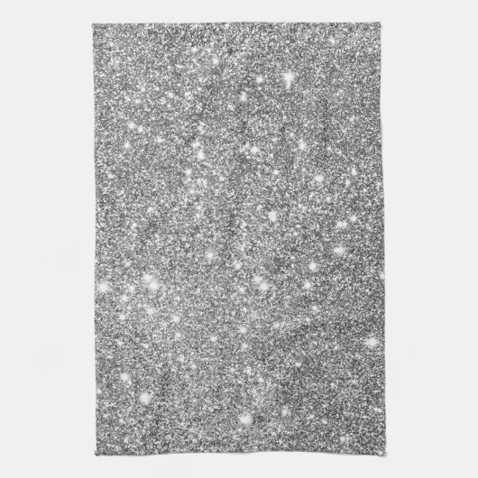 Silver Glitter Sparkles Theedoek (Verticaal)