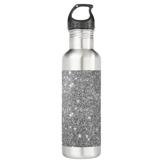 Silver Glitter Sparkles Waterfles (Voorkant)