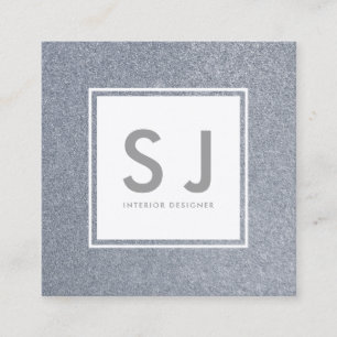 Silver Glitter Sparkly Moderne Interior Designer Vierkante Visitekaartje