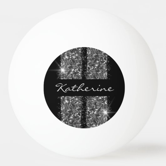 Silver Glitter Sport Racing Stripes Pingpongballen (Voorkant)