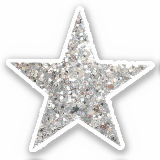 Silver Glitter Star-Sticker Sticker (Voorkant)