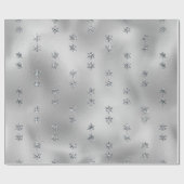 Silver Glitter Stars Kerstfeestdag Cadeaupapier (Vlak)