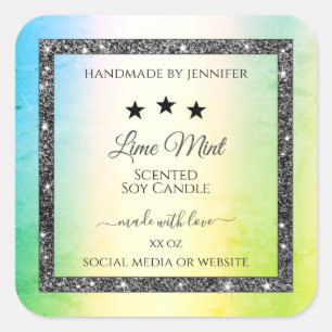 Silver Glitter Stars Product Labels Blauwgroen Gee