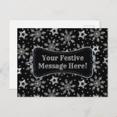 Silver Glitter Stars & Snowflakes Briefkaart (Voorkant / Achterkant)