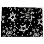 Silver Glitter Stars & Snowflakes Groot Cadeauzakje (Achterkant)