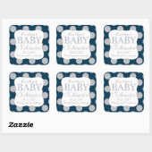 Silver Glitter Stippen Navy Blue Baby shower Label (Vel)