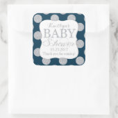 Silver Glitter Stippen Navy Blue Baby shower Label (Tas)