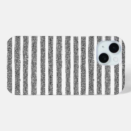 Silver Glitter Stripe Case-Mate iPhone Case (Achterkant (horizontaal))