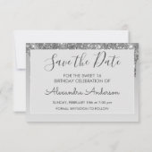 Silver Glitter Sweet 16 Save the Date Kaart (Achterkant)