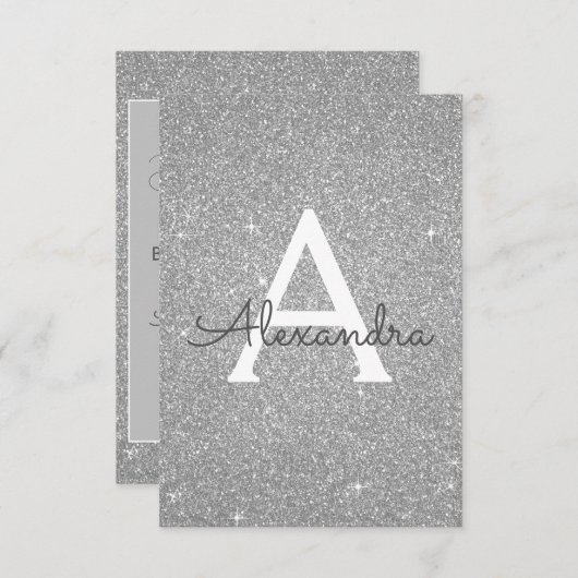 Silver Glitter Sweet 16 Save the Date Kaart (Voorkant / Achterkant)