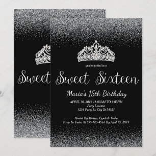 Silver Glitter, Sweet 16 Uitnodigingen