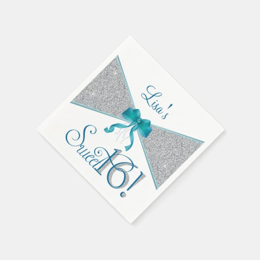 Silver Glitter, Sweet Sixteen, Aangepaste servette Servetten (Hoek)
