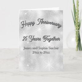 Silver Glitter Texture 25th Wedding Anniversary Kaart