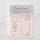 Silver glitter time line bachelorette weekend kaart (Voorkant)