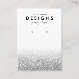 Silver Glitter Trendy Earring Display Card Visitekaartje