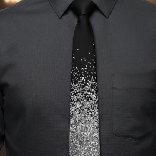 Silver Glitter Trendy Ombre Fading Stropdas