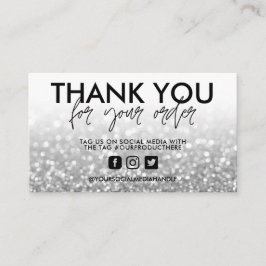 Silver Glitter Trendy Salon Dank u Visitekaartje