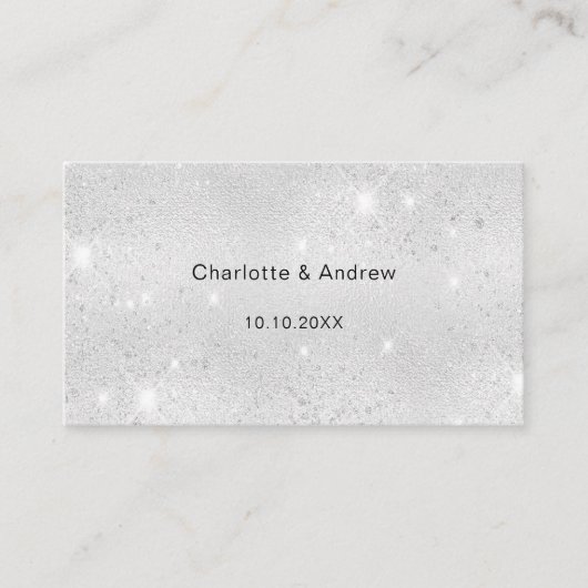 Silver glitter trouwwebsite RSVP QR-code Informatiekaartje (Voorkant)