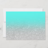 Silver glitter turkooise chic foto afstuderen kaart (Achterkant)