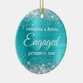 Silver Glitter Turquoise Blue-Folie Keramisch Ornament (Rechts)