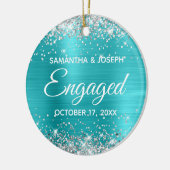 Silver Glitter Turquoise Blue-Folie Keramisch Ornament (Links)