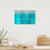 Silver Glitter Turquoise Blue Online Store Poster (Keuken)