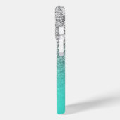 Silver Glitter Turquoise Ombre Personalized Case-Mate iPhone Case (Achterkant / Links)