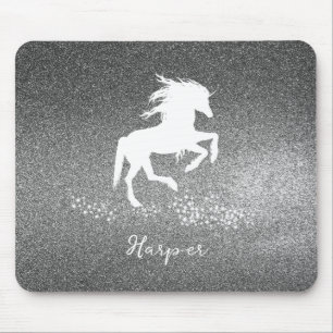 Silver Glitter Unicorn Muismat