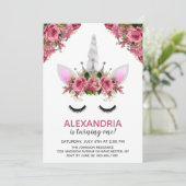 Silver Glitter Unicorn Princess Birthday Kaart (Staand voorkant)