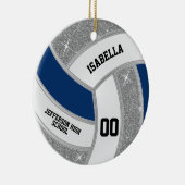 Silver Glitter Volleyball Aangepast ontwerp Keramisch Ornament (Rechts)