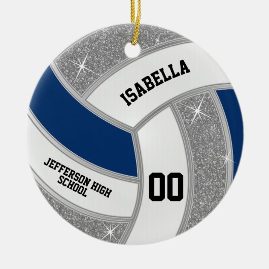 Silver Glitter Volleyball Aangepast ontwerp Keramisch Ornament (Voorkant)