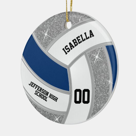 Silver Glitter Volleyball Aangepast ontwerp Keramisch Ornament (Links)