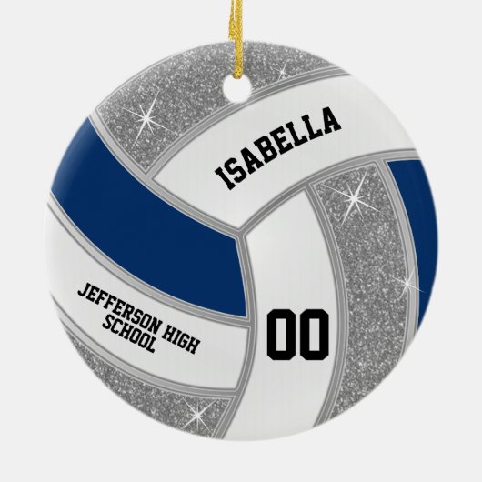 Silver Glitter Volleyball Aangepast ontwerp Keramisch Ornament (Achterkant)