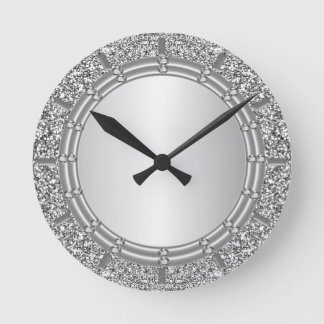 Silver Glitter Wall klok