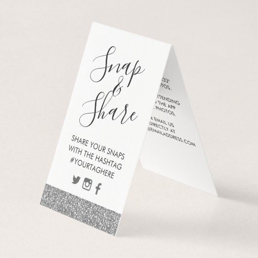 Silver Glitter Weddenschap Hashtag-kaart Kaart (Voorkant)