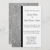 Silver Glitter Wedding Invitation Kaart (Voorkant / Achterkant)