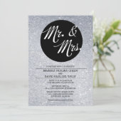 Silver Glitter Wedding Invitation Kaart (Staand voorkant)