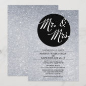 Silver Glitter Wedding Invitation Kaart (Voorkant / Achterkant)