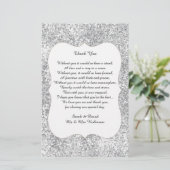 Silver Glitter Wedding Poem Dank u voor de rol (Staand voorkant)