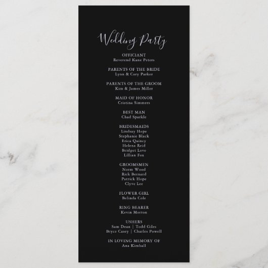 Silver Glitter Wedding Programme Programma (Achterkant)