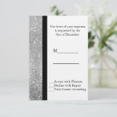 Silver Glitter Wedding RSVP Kaart (Staand voorkant)