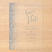 Silver Glitter Wedding Save the Date Acryl Uitnodigingen (Voorkant)