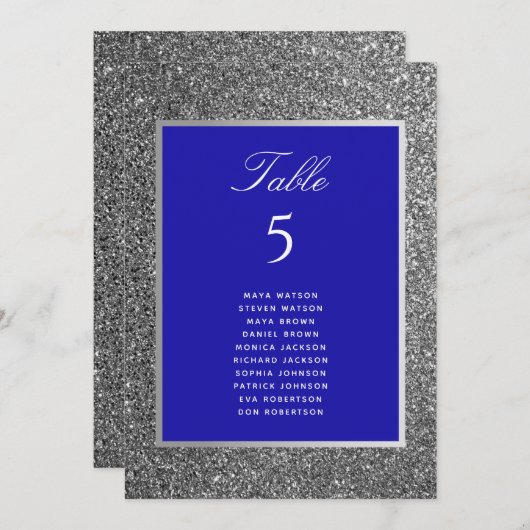 Silver Glitter Wedding Seating Chart (Voorkant / Achterkant)