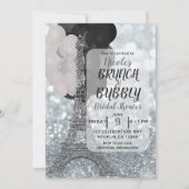 Silver Glitter White Black Balloons Eiffeltower Kaart (Voorkant)