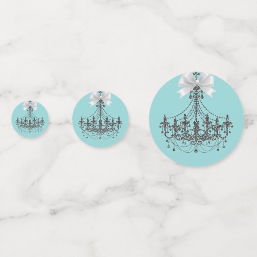 Silver Glitter & White bow Chandelier Glam Party Confetti (Achterkanten)