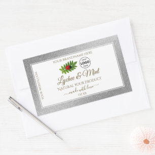 Silver Glitter White Product Labels Ladybug Logo
