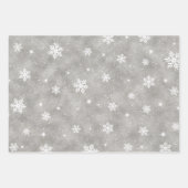Silver Glitter White Stars en Snowflakes Pattern Inpakpapier Vel (Voorkant)