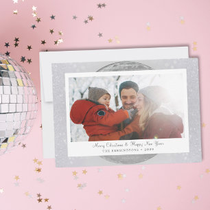 Silver Glitter Winter Family Feestdagenkaart